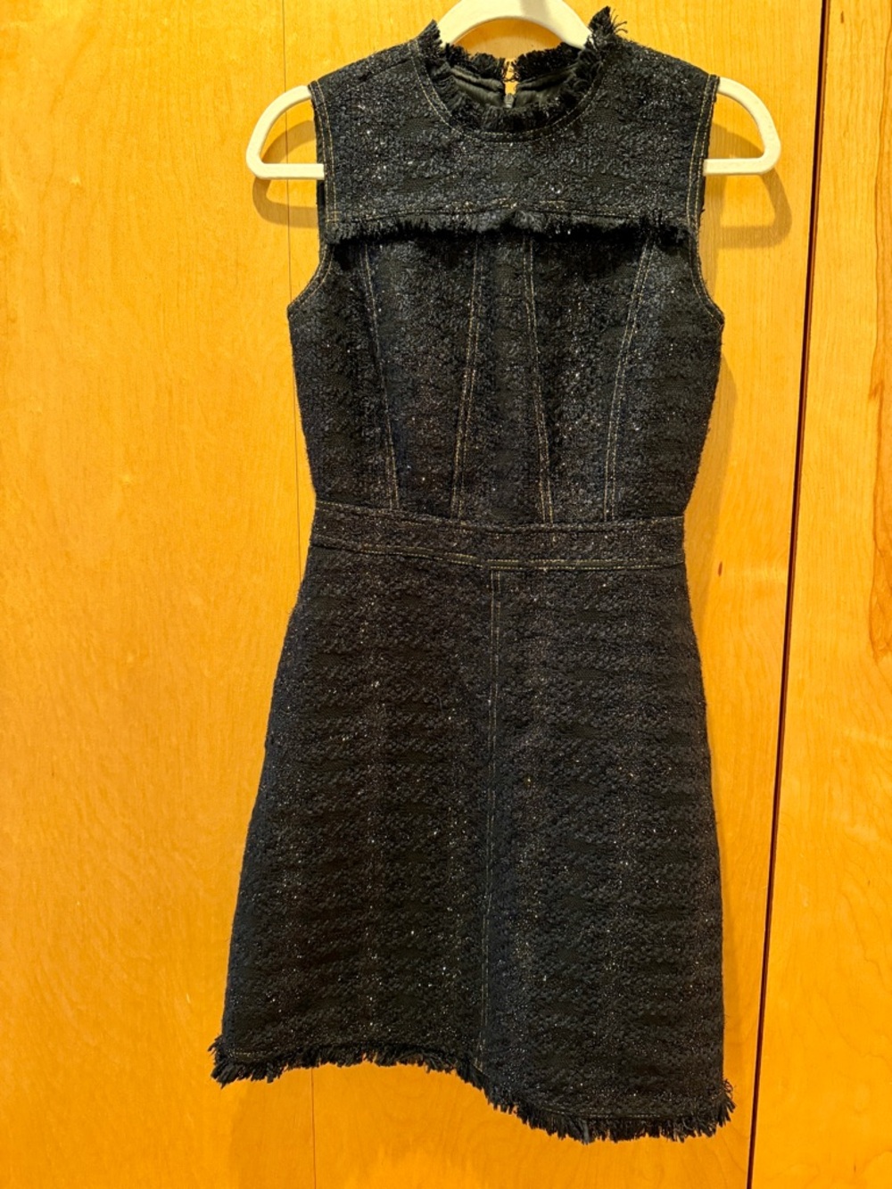 NWOT Tory Burch Sleeveless Black Tweed A-Line Dress. Size 2
